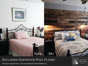 27sf Reclaimed Barn Wood Wall Plank Kits | 6ft | 3 Widths by The Vintage Wood Floor Company