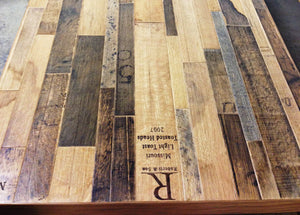 Wine barrel wood flooring and tabletops