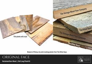 24sf Reclaimed Barn Wood Wall Plank Kits | 8ft | Single Width by The Vintage Wood Floor Company