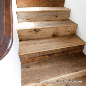 Custom Reclaimed Barn Wood Stairs, Treads and Risers by The Vintage Wood Floor Company